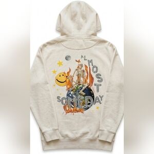 Almost Someday XXL Rare Revival Apocalyptic Skater Grunge Skeleton Flame Hoodie